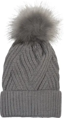 Produktbild von styleBREAKER Damen Strick Bommelmütze mit Rippenstrick Muster und Fleece Futter, Winter Fellbommel Mütze 04024167