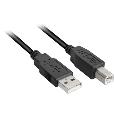 Produktbild von USB 2.0 Kabel, USB-A Stecker > USB-B Stecker (schwarz, 3,0 Meter)