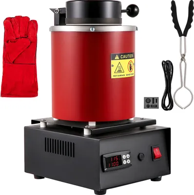 Produktbild von SucceBuy 3 kg elektrická taviaca pec, digitálna 1750 W, 1150 ℃/2102 ℉ Zlatá taviaca pec s grafitovým téglikom a ingotovou formou, na zlato, striebro, meď, hliník