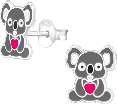 Produktbild von Kinder Ohrringe Ohrstecker 925 Sterling Silber Koala mit Herz
