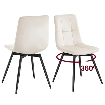 Produktbild von VASAGLE Esszimmerstühle 2er Set, 360° Drehbar, Ergonomischer Samtstuhl, 43 x 52 x 83 cm, Beige, KI-generiertes Bild