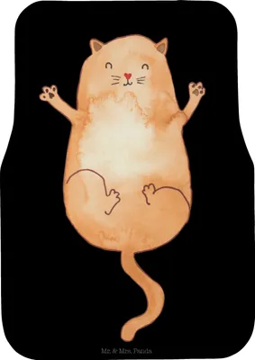 Produktbild von Mr. & Mrs. Panda Auto Fußmatte Katze Umarmen - Schwarz - Geschenk, Freundin, Cats, Fürs, Teppich, Automatte, Autoteppich, Katzen, Liebe