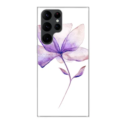 Produktbild von MuchoWow® Handyhülle Schutzhülle Hülle für Samsung Galaxy S22 Ultra Blumen - Aquarell - Lila Silikon Softcase Handy Hülle - Abbildung