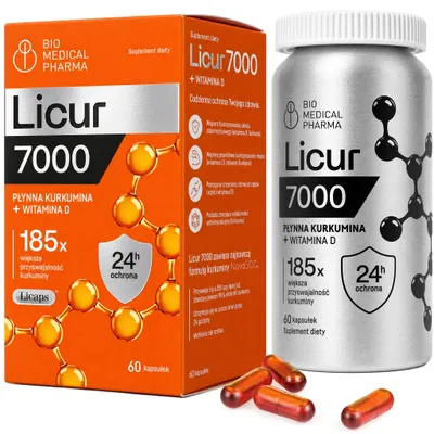 Zdjęcie produktu dla Licur 7000 kurkumina NovaSOL z witaminą D3, 60 płynnych kapsułek