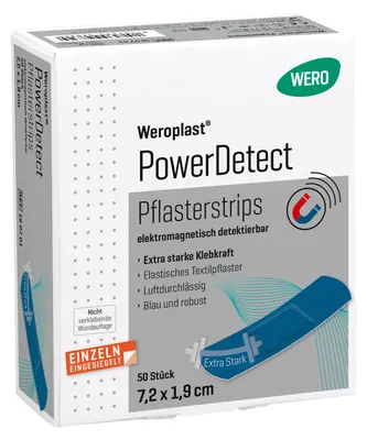 Produktbild von Weroplast PowerDetect Pflasterstrips 7,2 x 1,9 cm, detektierbar 50 Stk/Pkg
