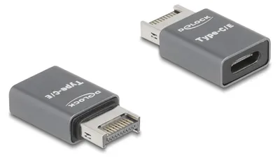 Produktbild von Delock - USB-Adapter - 20-polig USB Typ E (M) Taste A zu 24 pin USB-C (W) - 20 V - 3 A - bis zu 10 Gbps Datentransferrate - Grau