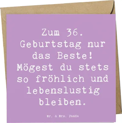 Produktbild von Mr. & Mrs. Panda Grußkarte Spruch 36. Geburtstag - Lavendeltraum - Geschenk, Happy Birthday, anlasskarte, Glückwunsch, doppelkarte, Lebensfreude, positiv, Jubiläum