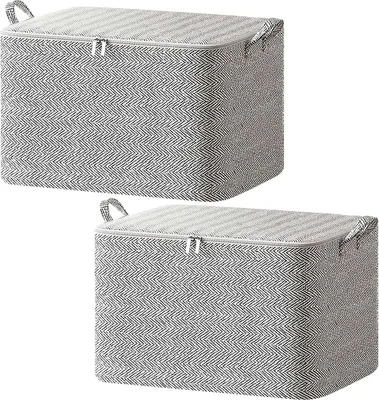 Produktbild von 2 Stück Aufbewahrungstasche Kleidung 30L,faltbar unterbett aufbewahrungsbeutel,kleideraufbewahrung mit reißverschluss,Verwendet für Decken,Bekleidung