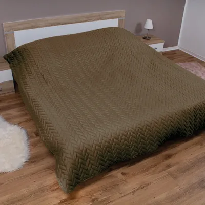 Obrázek produktu pro Přehoz XL (140x210 cm) s polstrovanou mezivrstvou (hnědý) - ÖKO-Tex 100, prošívaná letní přikrývka - deka, oboustranná přikrývka