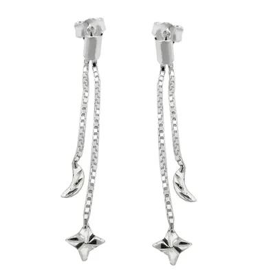 Produktbild von Ohrstecker Ohrring 41mm lang Kette mit Mond/Stern Silber 925 silber 41mm