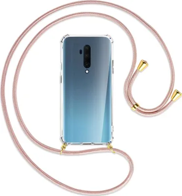 Produktbild von Handykette Backcover-Schutzhülle mit Band (Metall goldfarben) für OnePlus 7T Pro - roségold