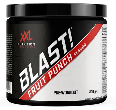 Produktbild von Pre Workout Booster | XXL Nutrition Blast! Pre Workout Fruchtpunsch 300 g | Trainingsbooster mit Citrullin Beta Alanin & Koffein