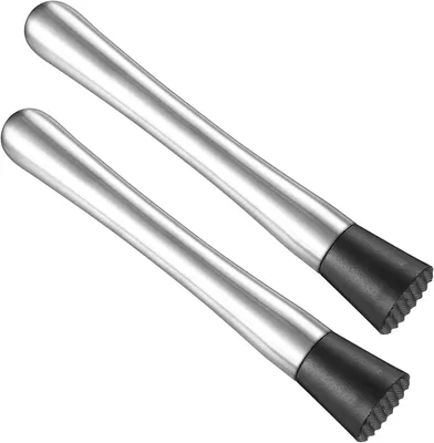 Imagen del producto de Pilones para cócteles de acero inoxidable - Juego de 2 - Pilón para cócteles - Triturador de hielo - Pilón para caipiriña - Pilón para mojito - Accesorios para bar y bebidas