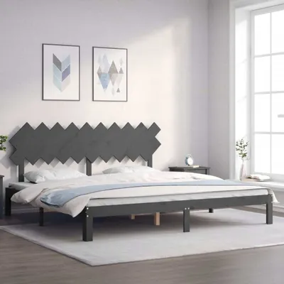 Produktbild von Massivholzbett mit Kopfteil Grau 200x200 cm , Klassische Betten Design 2024