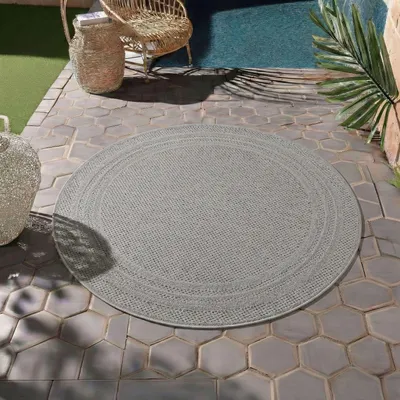 Image de Homebyhome Tapis d’Extérieur Imperméable et Résistant aux UV Idéal pour Cuisine Balcon Terrasse Jardin et Salon, Taille: 80 cm Rond