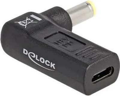 Produktbild von DeLOCK USB-C zu 5,5 x 2,5 Adapter, Laptop-Power-Tipp, Schwarz, Universal, China, 19 V, 3 A