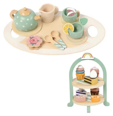 Produktbild von Kruzzel 26418: Kinderspielzeug, ein Tee-Set aus Holz mit Kuchenständchen