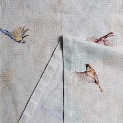 Image de Nappe de fête estivale, 100 % coton, décorative, lavable, nappe pour les occasions spéciales, 50 cm x 150 cm, motif d'oiseaux