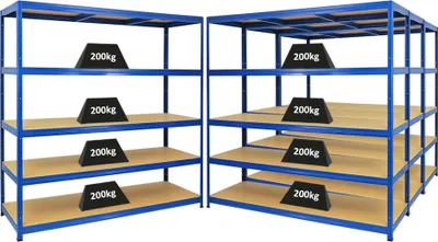 Produktbild von Mega Deal | 4x Schwerlastregal Giant Elephant | HxBxT 180x180x60cm | Fachlast 200kg | Blau