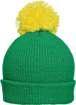 Produktbild von Strickmütze mit Umschlag und Pompon fern-green/yellow, Gr. one size