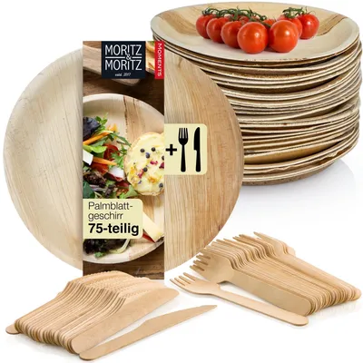 Produktbild von Moritz & Moritz Palmblatt 75tlg Geschirrset Rund 20cm