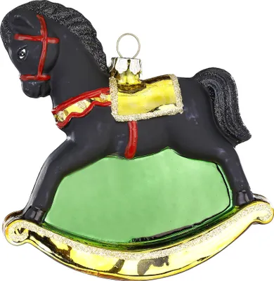 Produktbild von Christbaumschmuck Schaukelpferd 12cm Glas Figur Schwarz