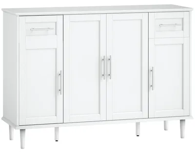 Immagine prodotto di Credenza Buffet Elegante 120x38x86 cm con 2 Cassetti e 3 Armadietti in Legno Bianco