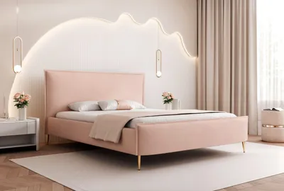 Produktbild von GOLDSTOFF ETERNIA Polsterbett mit Bettkasten | Stauraumbett mit viel Platz | Doppelbett 160x200 cm mit headboard height 70/110 cm (Rosa)