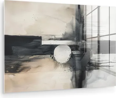 Produktbild von MuchoWow Glasbilder - Bilder auf Wandbild - Foto auf Glas Abstrakt - Schwarz und Weiß - Farbe - Modern 120x80 cm Wanddekoration aus Glas - Acrylglasbild - Acrylbilder - Abbildung