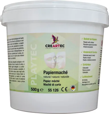 Produktbild von CREARTEC Pappmaché - für das Anfertigen dünnwandiger Masken, kleiner Verzierungen und verschiedenen Dekoteilen - Inhalt 500g - 55126