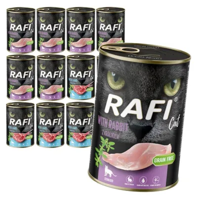 Produktbild von Rafi Cat Adult 12x400g Getreidefreies Nassfutter für kastrierte Katzen Lamm Kaninchen