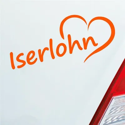 Produktbild von Auto Aufkleber Iserlohn Herz Stadt City Liebe Love Heimat 18x8 cm Orange Sticker Heckscheibenaufkleber