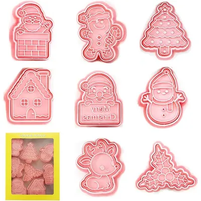 Productafbeelding van Kerstkoekvormen, set van 8, voor koekjes, taaie en fondant