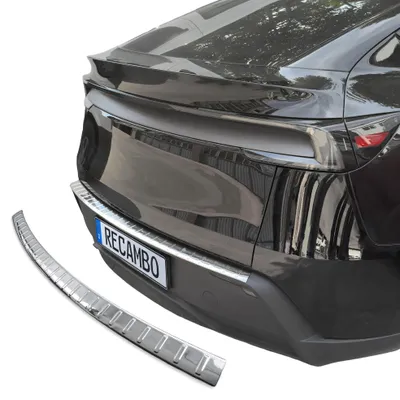 Image de Protection de seuil de chargement en acier inoxydable chromé, compatible avec la Tesla Model Y | Année de construction à partir de 2025>