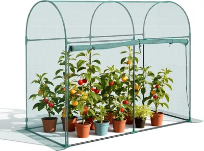 Immagine prodotto di Tenda protettiva per piante - Gabbia per piante Serra - 180,6 x 91 x 150 cm - Rete protettiva per piante con telaio - Porta con cerniera - Resistente al vento - Per aiuole rialzate, giardino e terrazza