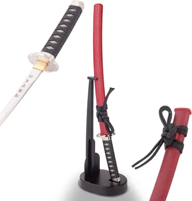 Immagine prodotto di Spada tagliacarte - Mini Katana 20 cm - Molto affilata - Forgiatura in acciaio giapponese - Fatta a mano con supporto - Elegante spada da samurai MT-32R