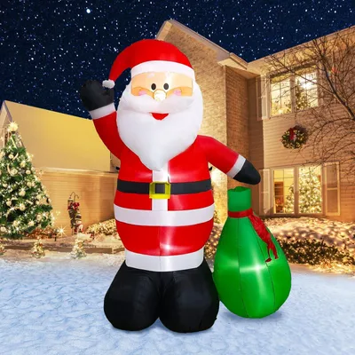 Aufblasbarer Weihnachtsmann 180 cm mit LED-Leuchten