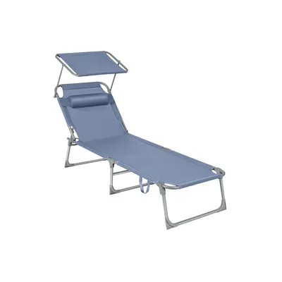 Obrázek produktu pro Skládací lehátko Rootz – polohovací křeslo – venkovní lůžko – ochrana před sluncem – 193 cm x 53 cm x 29 cm