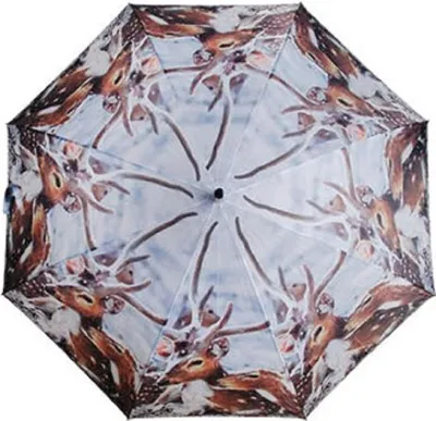 Produktbild von Regenschirm Hirsch im Schnee mit Holzgriff, Automatikschirm, Stockschirm, Schirm, Tier, Hirsche