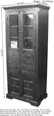 Produktbild von MASSIVMOEBEL24 Vitrine Akazie 80x50x195 nougat lackiert OXFORD #454