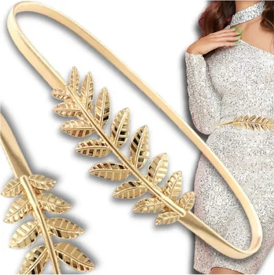 Zdjęcie produktu dla Elastyczny metalowy pasek SNAKE z listkiem, różowe złoto, 66-125 cm