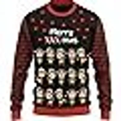 Produktbild von JAP Christmas Merry XXX-Mas - Lustiger Hässlicher Weihnachtspullover Für Damen und Herren Ugly Christmas Sweater - Schwarz -4XL