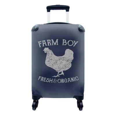 Produktbild von MuchoWow® Koffer Handgepäck Trolley Rollkoffer Kleine Reisekoffer mit 4 Rollen - Vintage - Huhn - Bauernhof - Cabin Size < 55x40x23 cm & 55x40x20 cm - Fotokoffer - Kabinenkoffer - Boardgepäck - Reise-Box - Reisekoffer - Reisegepäck - Koffer mit Bild - Trolley für Kinder
