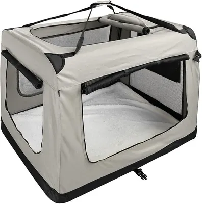 Produktbild von Faltbare Hundebox XXXL - 101 x 68 x 70 cm, beige Transporttasche Transportbox, Cream Auto Katze Hunde Kaninchen Große Kleine Box Bag Klein Auto Tasche Transport