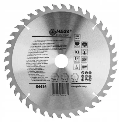Imagen del producto de Disco de sierra para madera y MDF, 250 mm, 40 dientes, carburo de tungsteno