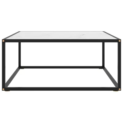 Immagine prodotto di Tavolino nero con vetro bianco effetto marmo 80x80x35 cm