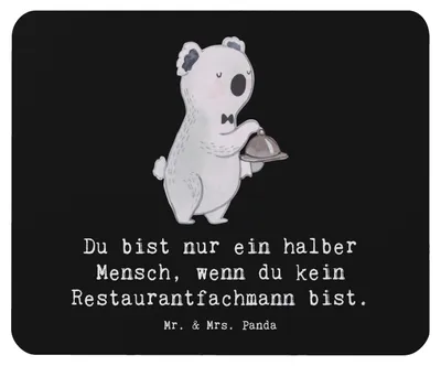 Produktbild von Mr. & Mrs. Panda Mouse Pad Restaurantfachmann Herz - Schwarz - Geschenk, gummi mauspad, laptop, mousepad