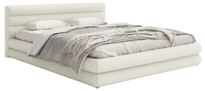 Produktbild von Selsey ALEGRE – Polsterbett mit Chenille-Bezug und Stauraum, Creme, 160x200 cm