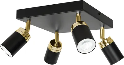 Zdjęcie produktu dla Lampa sufitowa kwadratowa 4 reflektorki czarno-złota 4xGU10 15W Reno Luminex