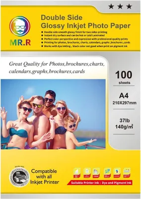 Obrázek produktu pro Fotopapír A4, lesklý, 140 g/m², 100 listů, oboustranný, voděodolný, vhodný do kuchyně